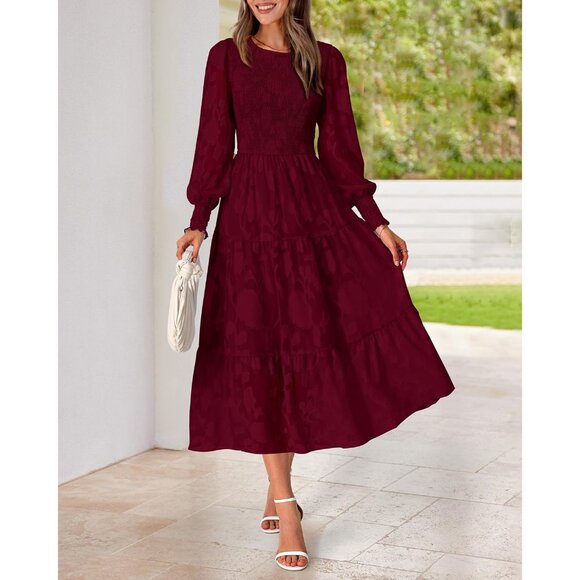 Long Sleeve Floral Maxi Dress for Women Fall Wedding Guest Boho Elegant - Picture 4 of 7